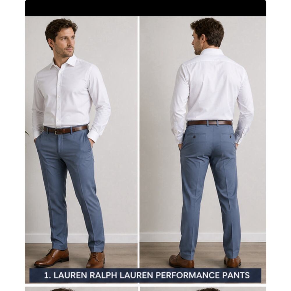 Lauren Ralph Lauren Performance Pants Mens 40x30 Blue Stretch Dress Golf